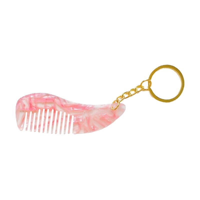 Mini peigne à cheveux en acétate , porte-clés Portable, belle brosse à cheveux imprimée léopard, outils de coiffure, porte-clés de voyage pour femmes: 2