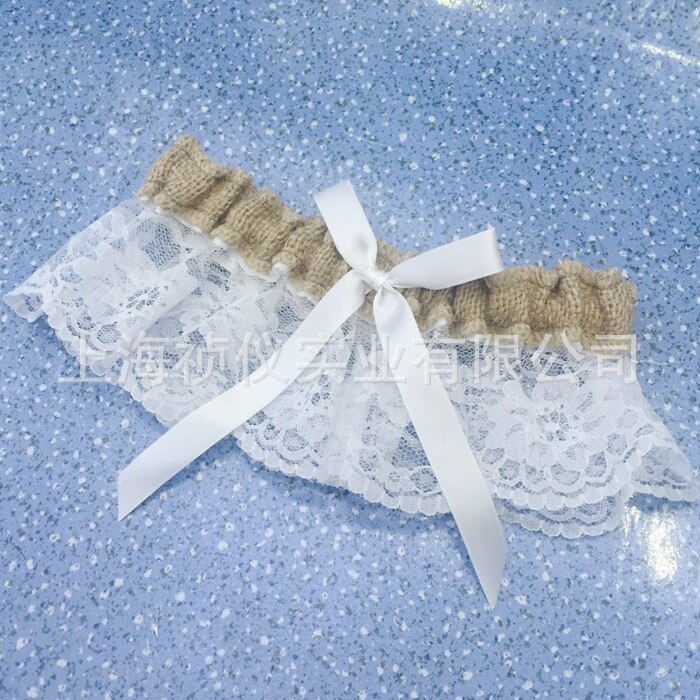 Natural Burlap Lace Wedding Garter With Bowknot Bridal Garter Casamento Wedding Decor Handmade Bowknot Garters