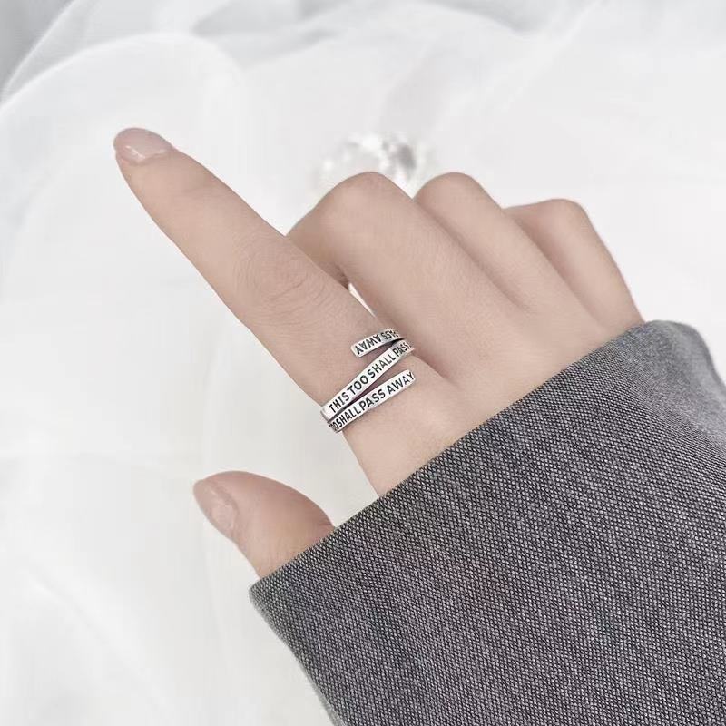 Anelli regolabili a doppio ponte con lettera in argento sterling 925 per le donne Accessori per gioielli da sposa Gioielli all'ingrosso Envío Gratis