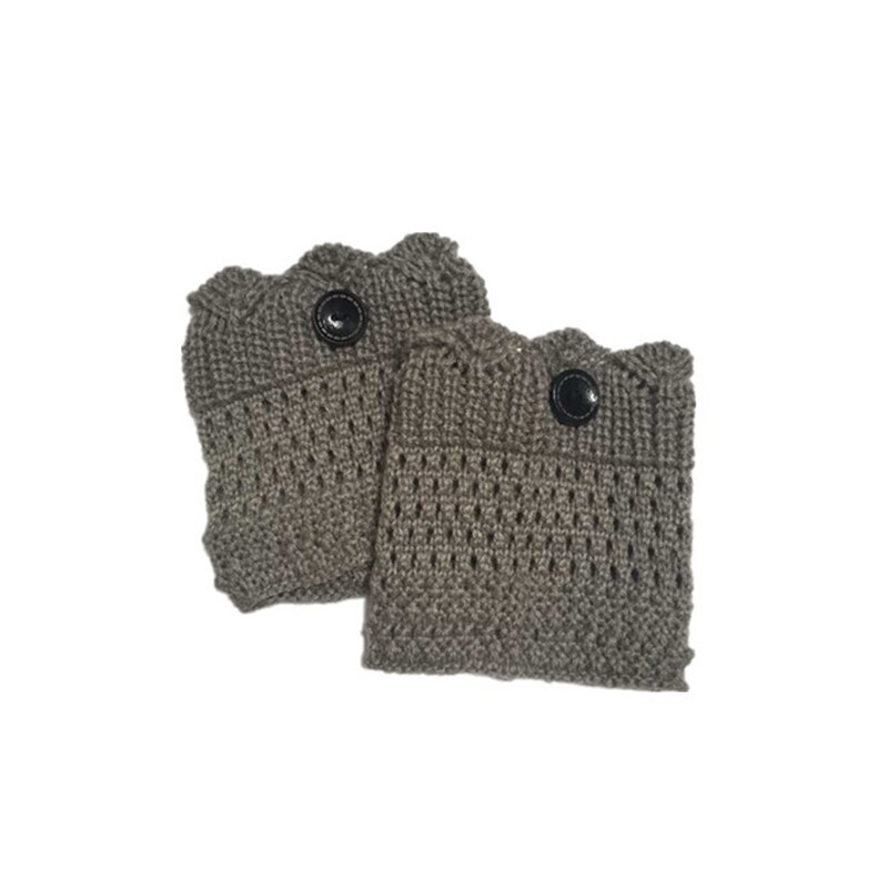 Calentadores de piernas de Invierno para mujer, botas de punto de ganchillo, puños, botas cortas elásticas, calcetines negros, botas cálidas informales de , 2 piezas