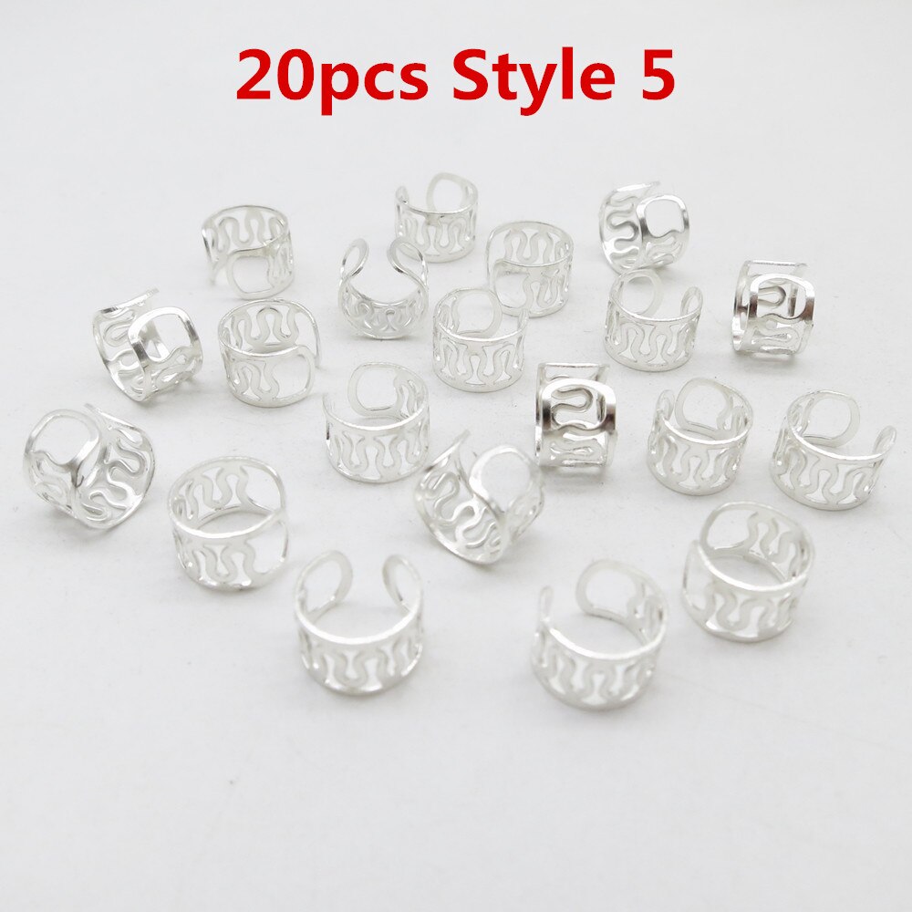 10 stk /20 stk justerbar viking hår Grue seg fletter dreadlock skjegg perler mansjetter klips til hår kvinner menn tilbehør: 20 stk stil 5