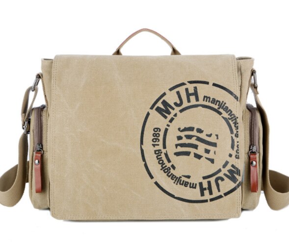 MANJIANGHONG Men's Vintage Messenger Bags Canvas Shoulder Bag Men casual Business Crossbody school Bag Printing Travel Handbag