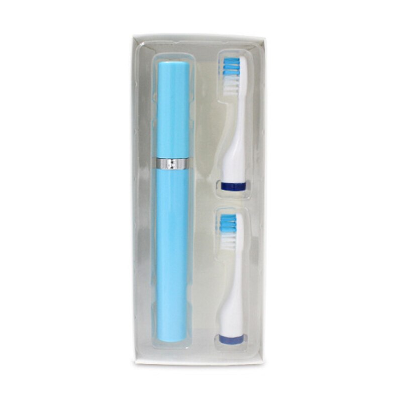Mini Dry Battery Electric Toothbrush Adults Soft Sonic Automatic Toothbrush With Travel Case: Blue