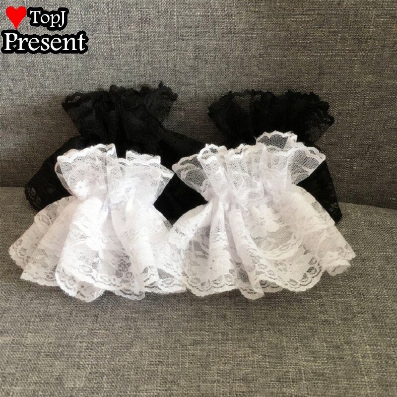 RuffSweet-muñequeras de mano de Lolita para mujer y niña, accesorios de Cosplay de encaje con lazo, anillos para muñeca