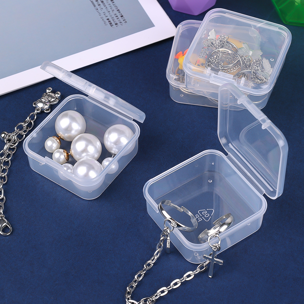 Mini contenedores transparentes de 6-48 Uds., caja de almacenamiento de cuentas cuadradas de plástico para cuentas, joyería, manualidades, juego de mesa, organización de piezas al por mayor