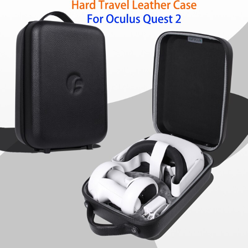 Hifylux Lychee Patroon Shock-Proof Hard Reizen Waterdicht Lederen Beschermhoes Doos Hand Bag Draagtas Voor oculus Quest 2