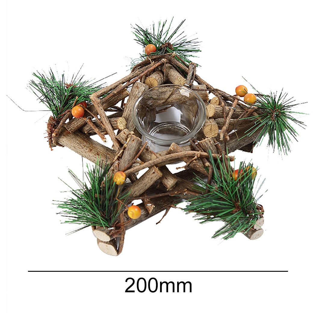 Kerst Kaars Stand Retro Krans Decor Kerst Kaars Houders Pine Cone Bessen Woodland Rustieke Xmas Middelpunt Decor