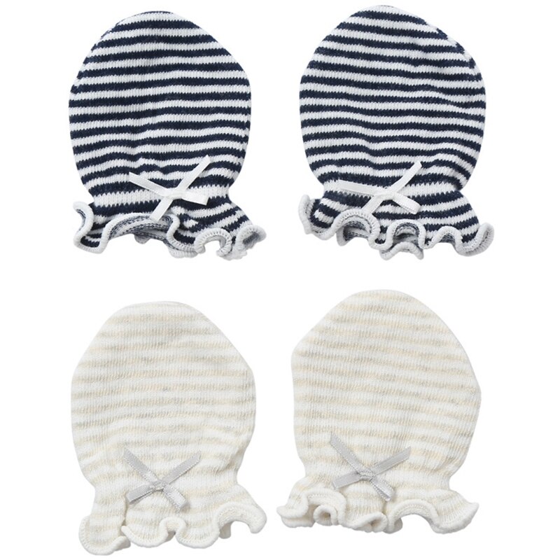 2 pares de moda bebê anti riscar luvas algodão recém-nascido proteção infantil rosto luvas manter dedo quente outono inverno: C