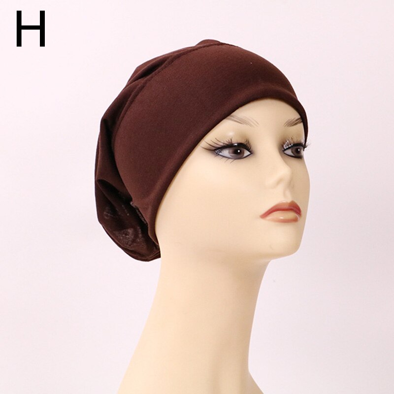 Bonnet Tube Hijab pour femmes, chapeau de chimiothérapie, couvre-tête en coton, intérieur, musulman, indien: H