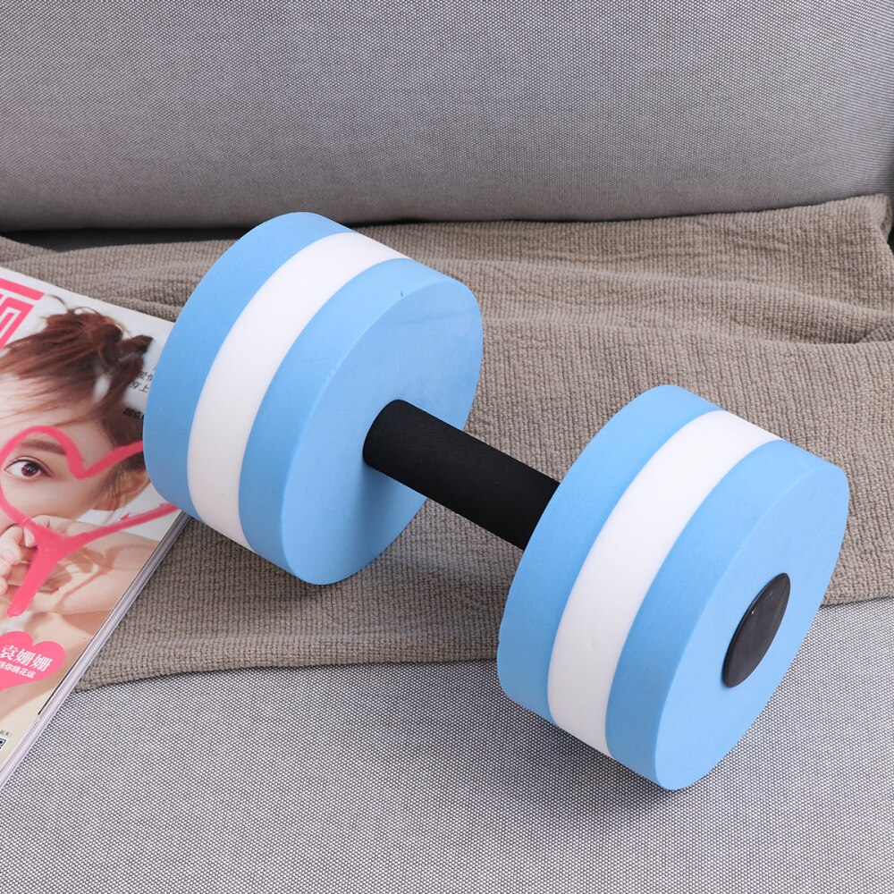 Aquatic Exercise Dumbells EVA Water Barbells Hand Bar For Water Resistance Aerobics (Blue & White)
