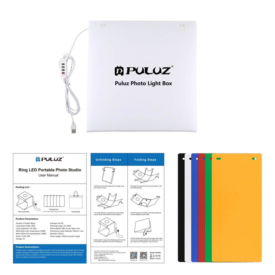 30x30cm Photography Photo Shooting Tent Light Boxes LED Dimmable Fotografia Studio Box with 6 Backgrounds for Food, Jewelry, Toy