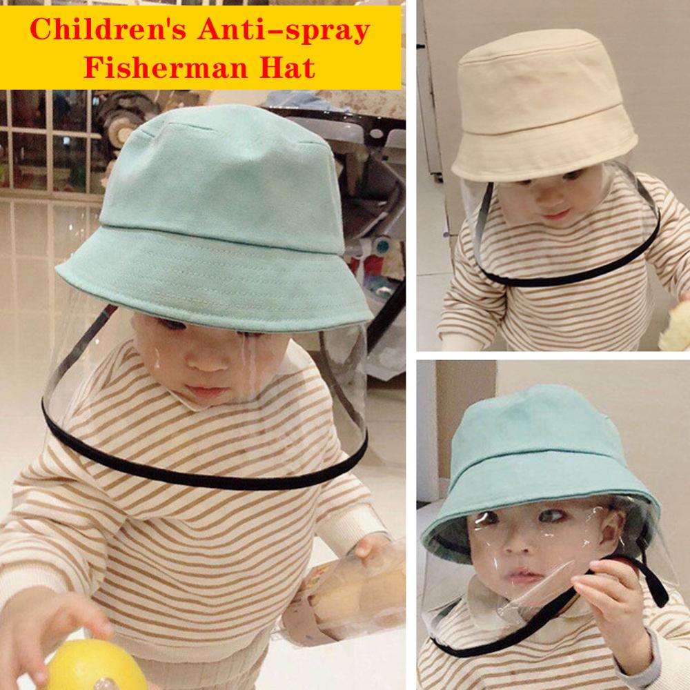 Children's Protective Transparent Mask Anti-fog flu Coronaflu Saliva Face Masks Windproof Fisherman Hat With Protection Cap