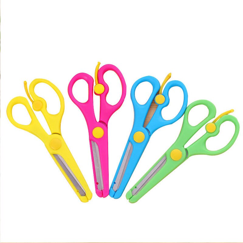 JTSIP Safety Round Head Plastic Scissors Student Paper Cutting Scissors Mini Plastic Craft Scissors School Supplies For Kids