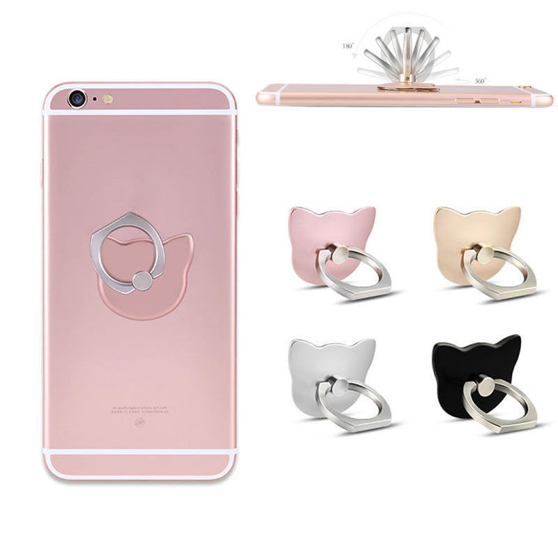 360 Degree Finger Ring Cat Head Ring Cartoon Mobile Phone Smartphone Stand Holder For all Smart Phone Luxury Models