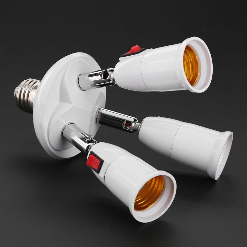 Divisor E27, Base de lámpara de 3/4 cabezales, adaptador de portalámparas LED ajustable, Base de lámpara portalámparas