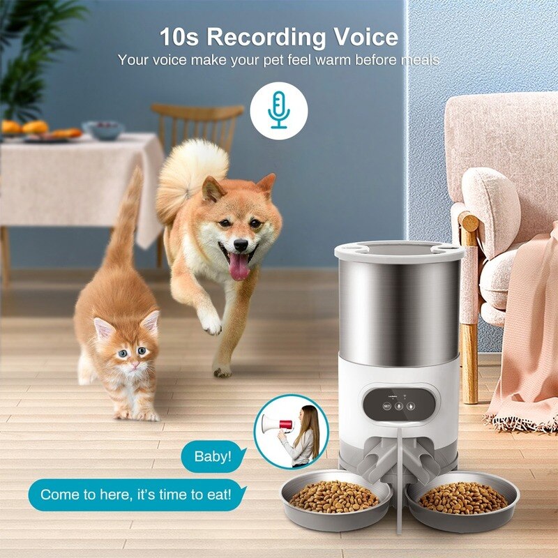 Smart App Pet Feeder Kat En Hond Voedsel Dispenser Rvs Kom Medium-Sized Katten En Honden Met Opname timing Voeden