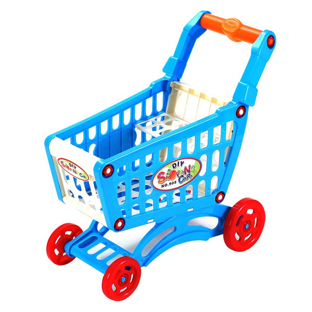 Simulation Supermarket Shopping Cart Pretend Play Toy Mini Plastic Trolley Play Toy for Children Play Role in Pretend Game