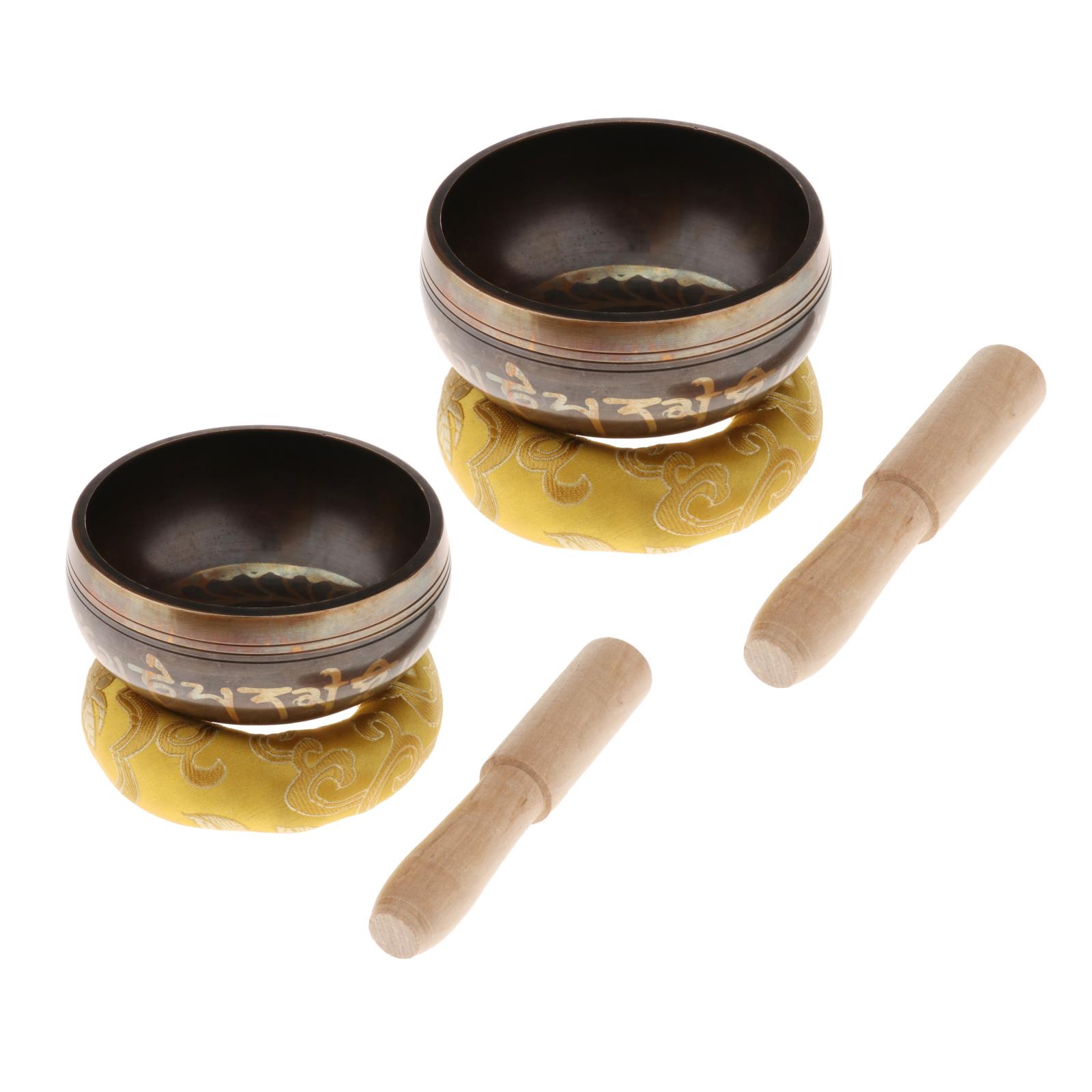 Traditional Singing Bowl with Mallet Cushion Buddhist Meditation Relaxation