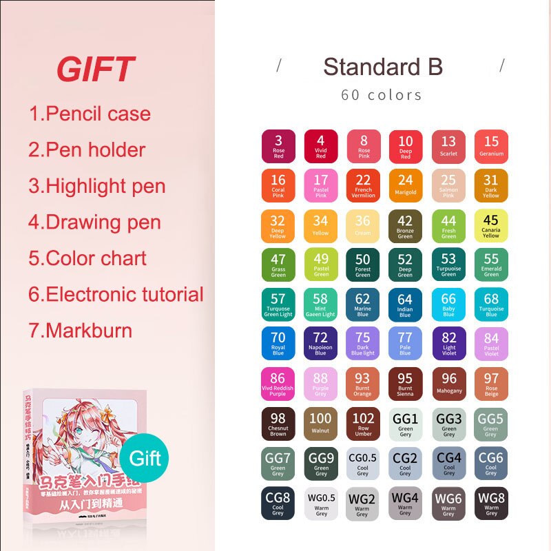 12/24/36/48/60 Colors Dual Tip Fine Liner Art Marker Pens Set Watercolor Drawing Painting Markers Pen Brush Schoo: 60 Color B