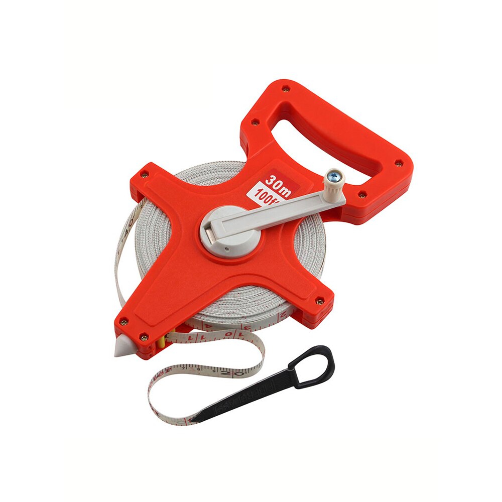 Portable Tape Measure Soft Leather Ruler Steel Tape Measure Soft Ruler 30/ 50/100/m Engineering Measuring Rule: Red / 30M