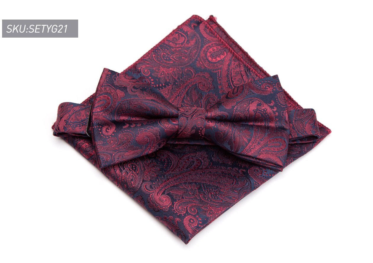 Costume pour hommes à motifs de Paisley | Ensemble noeud papillon ajustable, col, gravata, robe de mariage, fête, Jacquard, papillon: SETYG21