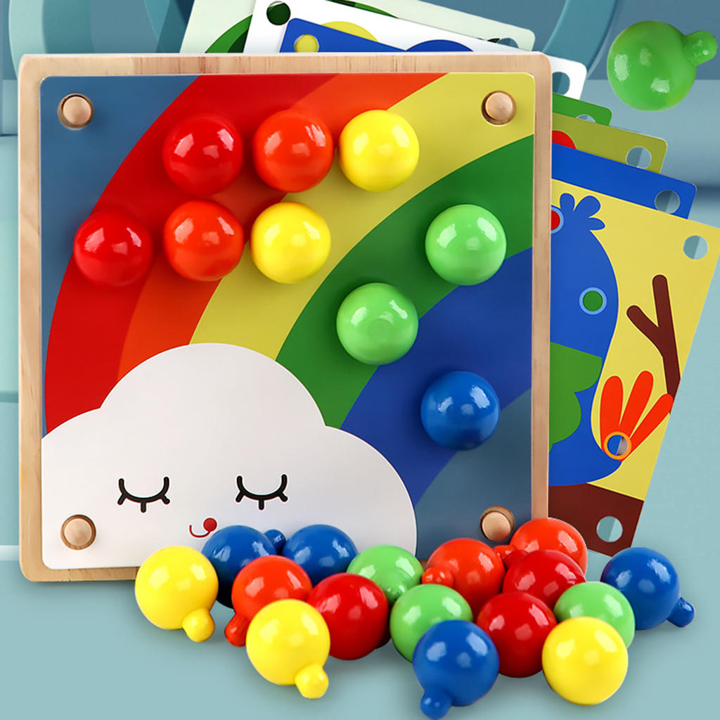 Houten Paddestoel Nagel Mozaïek Pegging Board Educatief Speelgoed Creatieve Gaven Peg Puzzel Knoppen Art Voor Leeftijd Over 3 Jaar Oud baby