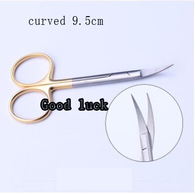 9.5 Cm Bocht Hoofd Gewone Goedkope Oog Schaar Schoonheid Schaar Cut Tissue Schaar Tool Goud Zwart 2 Kleuren Voor Gekozen: curved gold handle