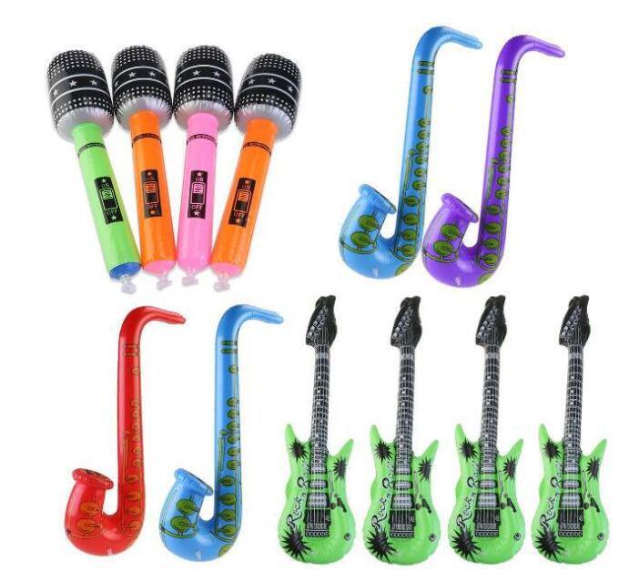3 pcs (Saxofoon + Gitaar + Microfoon) grappige Opblaasbare Speelgoed Fancy Blow Up Kids Party Opblaasbare Rock Band Speelgoed
