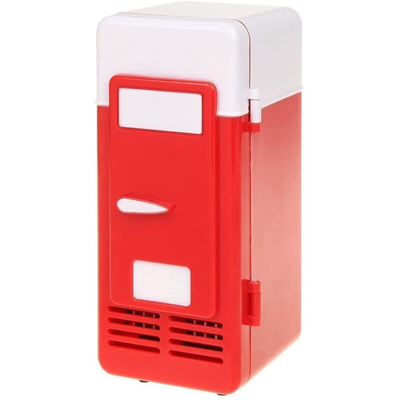 Mini Red USB Fridge Cooler Beverage Drink Cans Cooler / Warmer Refrigerator for Laptop PC Computer