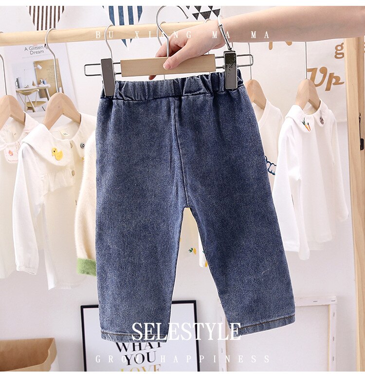 Babypiger søde blomsterjeans efterår børns denimbukser pigebukser børn