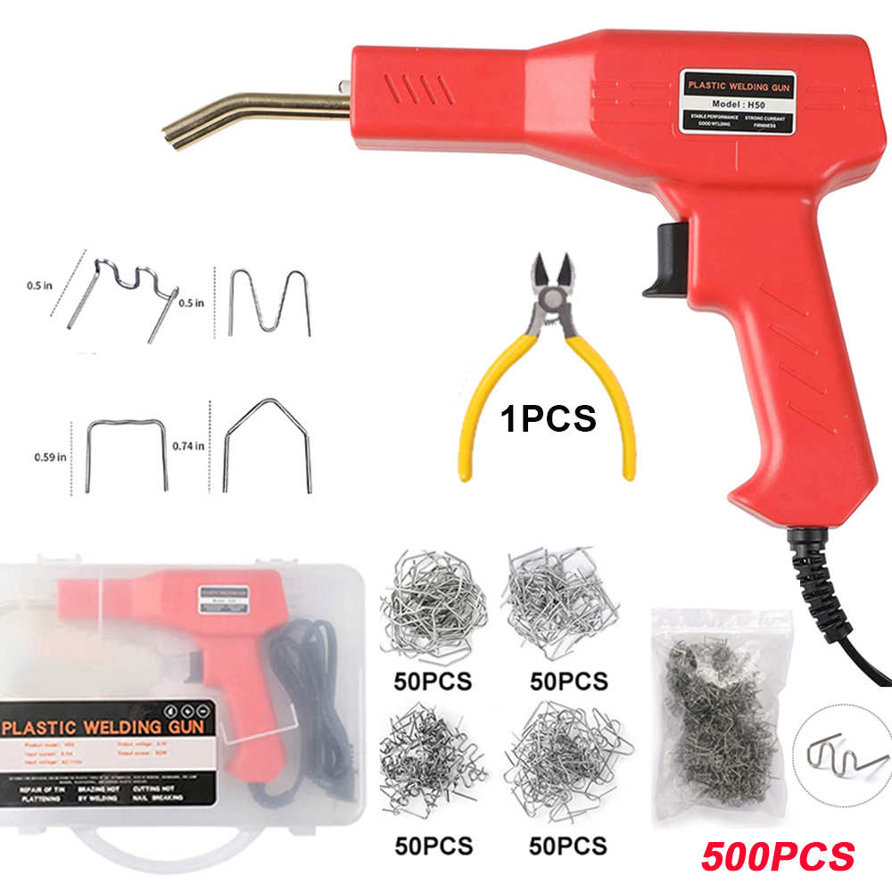 50W Plastic Welding Gun Plastic Repairing Machine Welding Machine Car Bumper Repairing Stapler Garage Tools: 110V US plug / B 700pcs