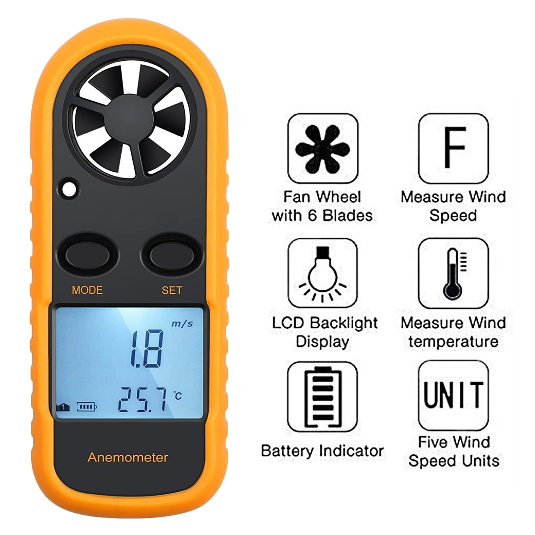 Digital Mini Anemometer Wind Speed Gauge Meter LCD Handheld Airflow Windmeter 30m/s Hand-held wind speed Measure Tool