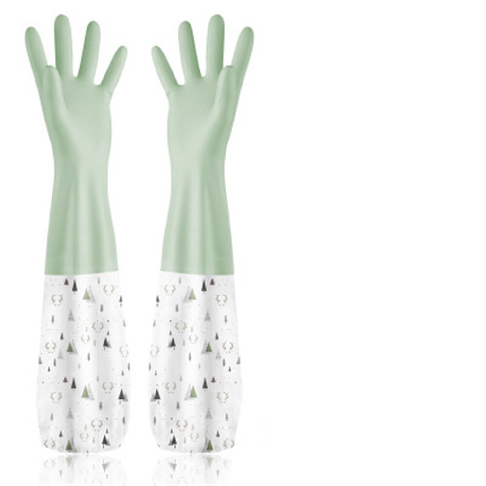 S/M/L Maten Lange Mouwen Pvc Rubberen Handschoenen Kichen Waterdicht Afwassen Schoonmaak Handschoenen 3 Kleuren Huishoudelijke Schoonmaakmiddelen tool: Green / 6.5-8CM