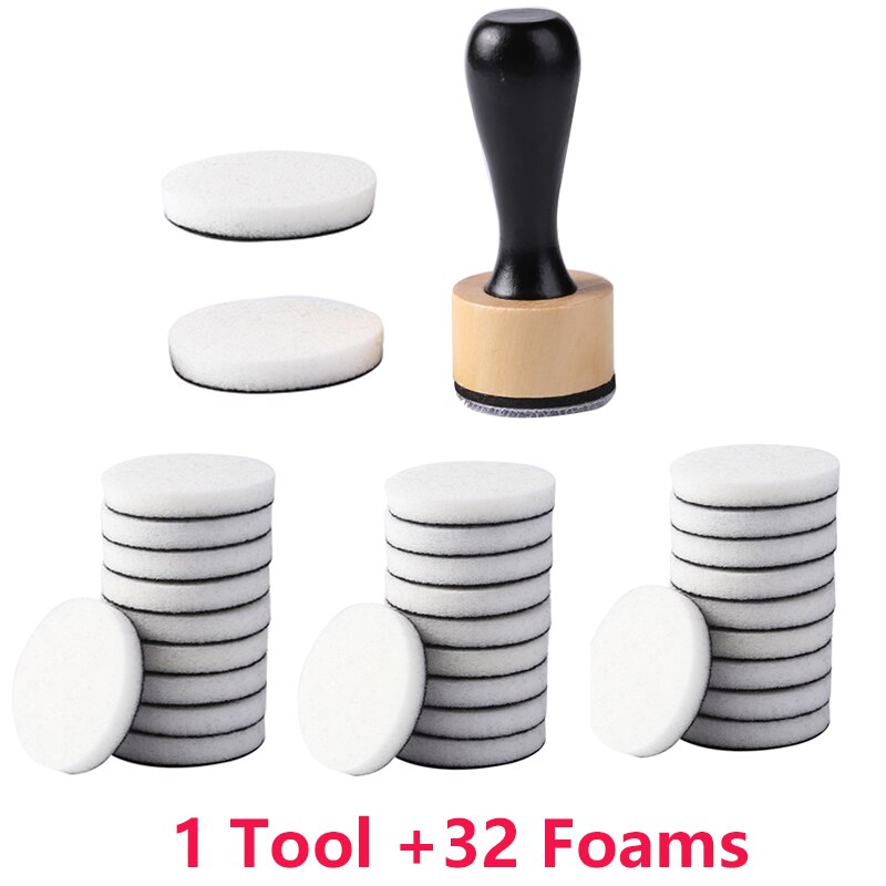 Mini-tintenmischwerkzeuge mit runden, gewölbten schaumstoff-ersatzapplikatoren für scrapbooking, kartenhintergründe, handwerkzeug: 1 werkzeug und 32 schaumstoffe