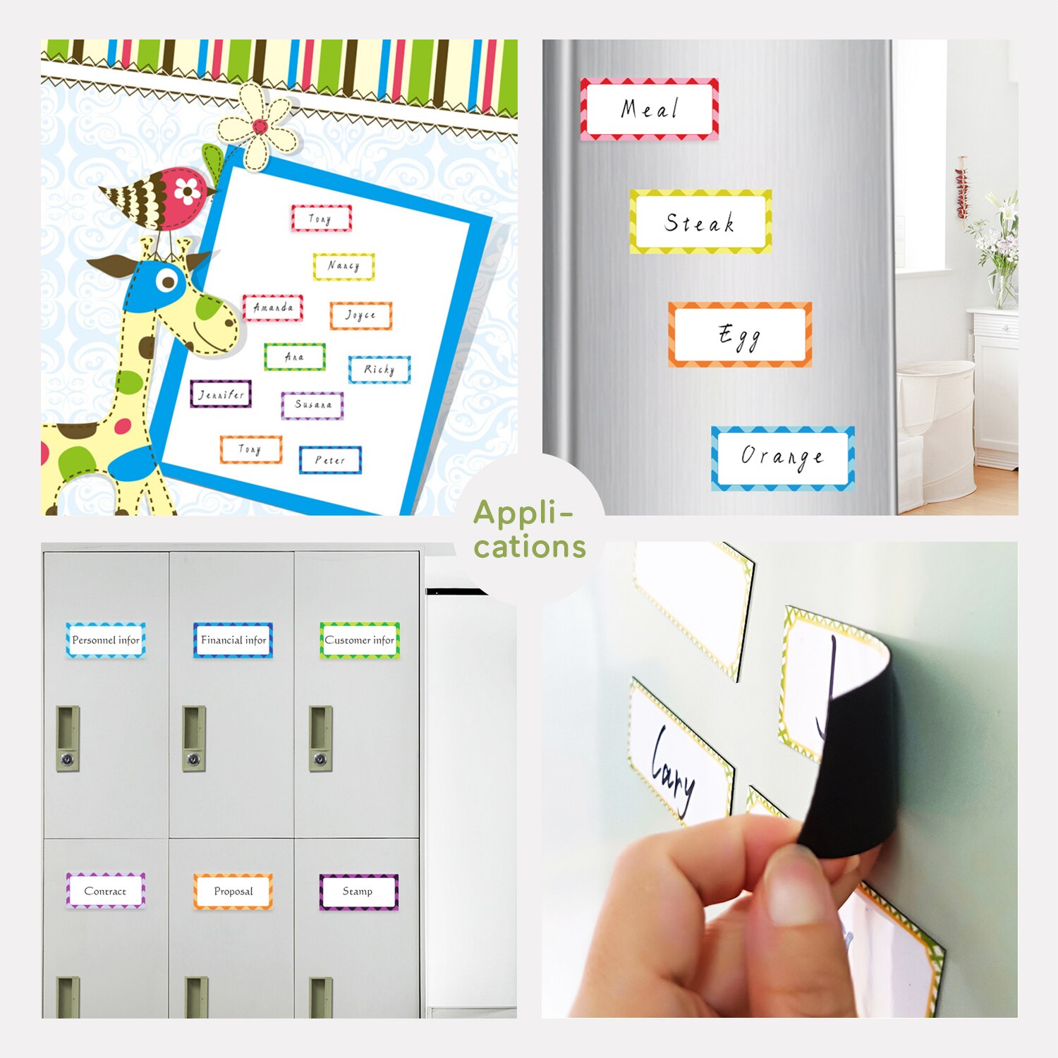 Magnetic Dry Erase Labels Whiteboard Stickers Name Tags Shelf Labels 10 Colors 3.15x1.18 inch Bendable Magnet Strips