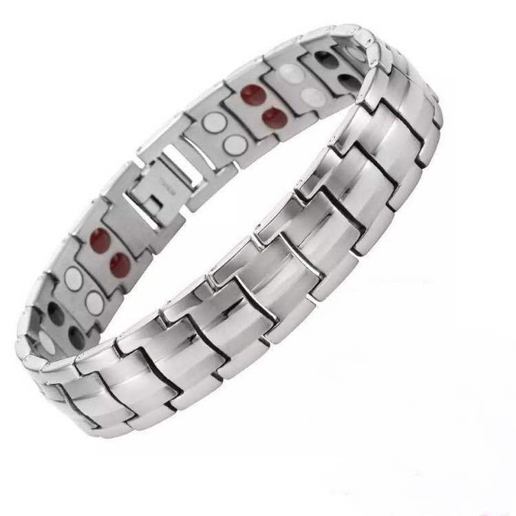 2020 energia terapêutica cura pulseira de aço inoxidável terapia magnética pulseira moda masculina titânio pulseira de aço par