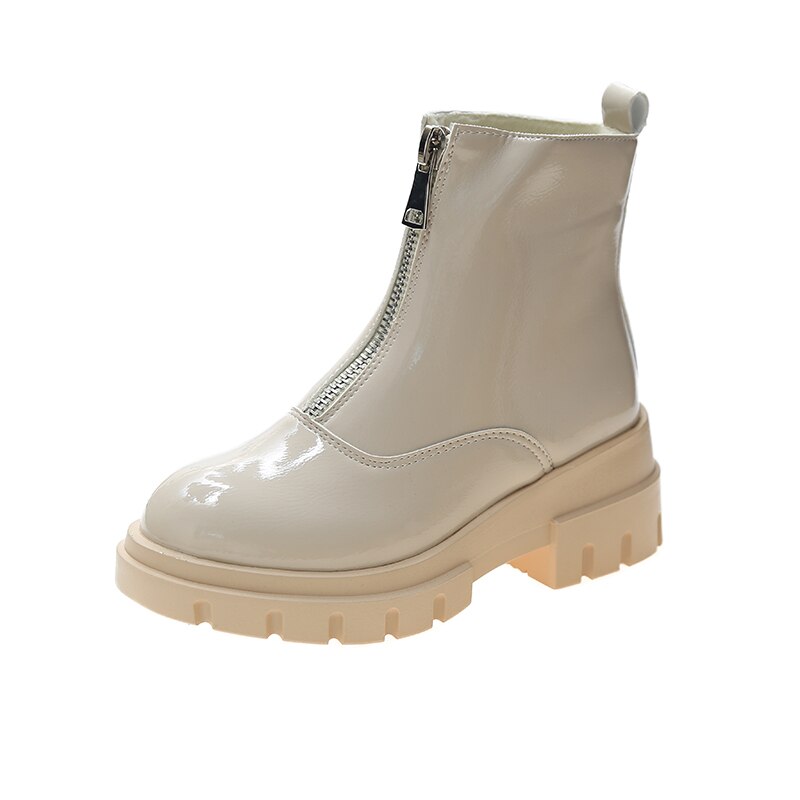 Herfstlaarzen dames witte glanzende leren gothic schoenen enkellaarsjes dames winter rits platform zwarte laarzen warme pluche sneeuwlaarzen