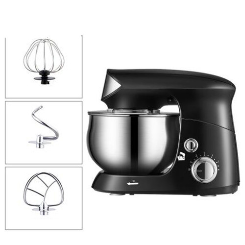 3.5L Stainless Steel Bowl Electric Stand Food Mixer Cream Blender Knead Dough Cake Bread Chef Machine Whisk Eggs Beater EU: Black