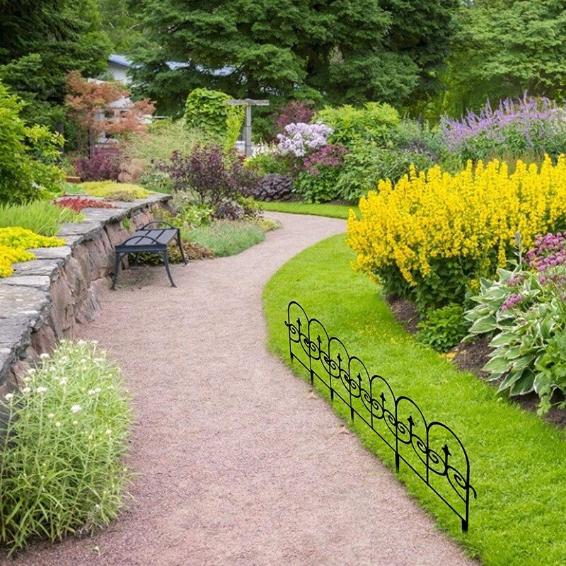 Decoratieve Tuin Hek, 60X33cm Decoratieve Tuin Hekwerk Panelen Dier Barrière, Hek Decoratieve Rand, Zwart 5Pcs