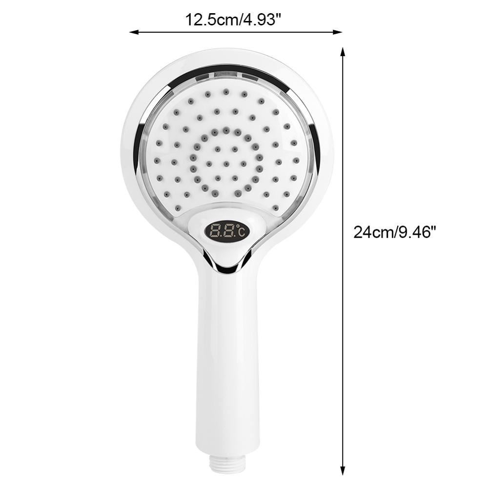 Automatisk led lys brusehoved 3 farve led håndholdt badeværelse digital temperatur display romantisk lys bærbar vandbesparende