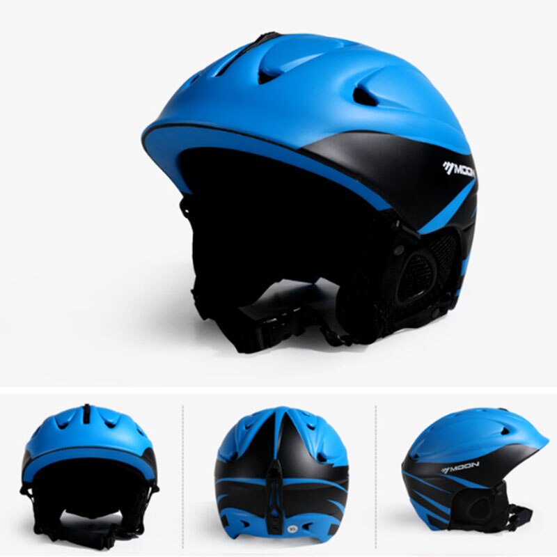 Lua nova capacete de esqui masculino profissional integralmente moldado esqui esportes neve segurança capacete de proteção feminino ms86: Blue / M