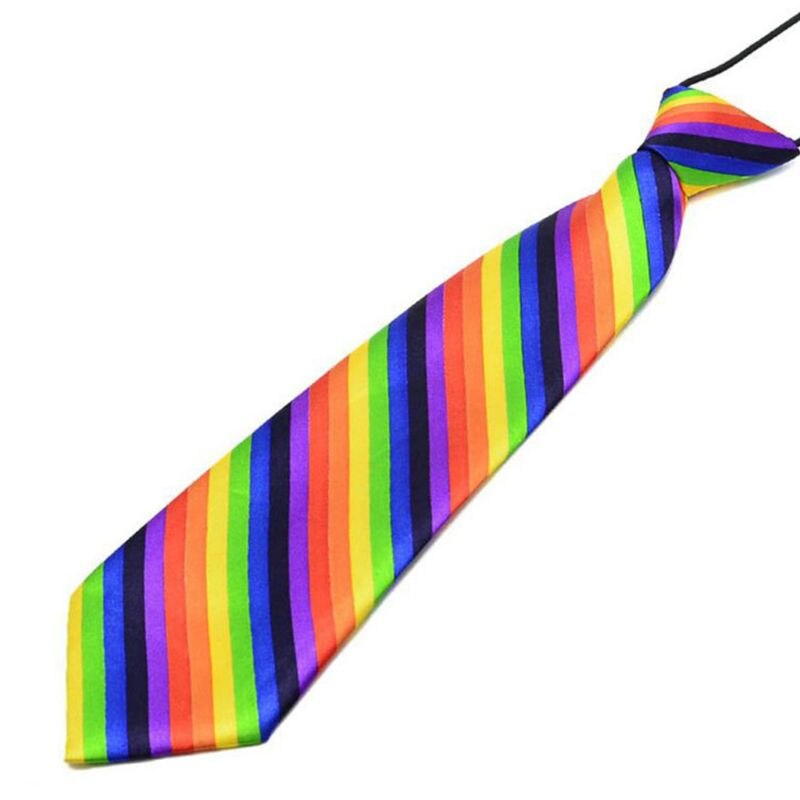 Corbata elástica preatada Arco Iris rayas leopardo niños corbata sedosa traje: 12