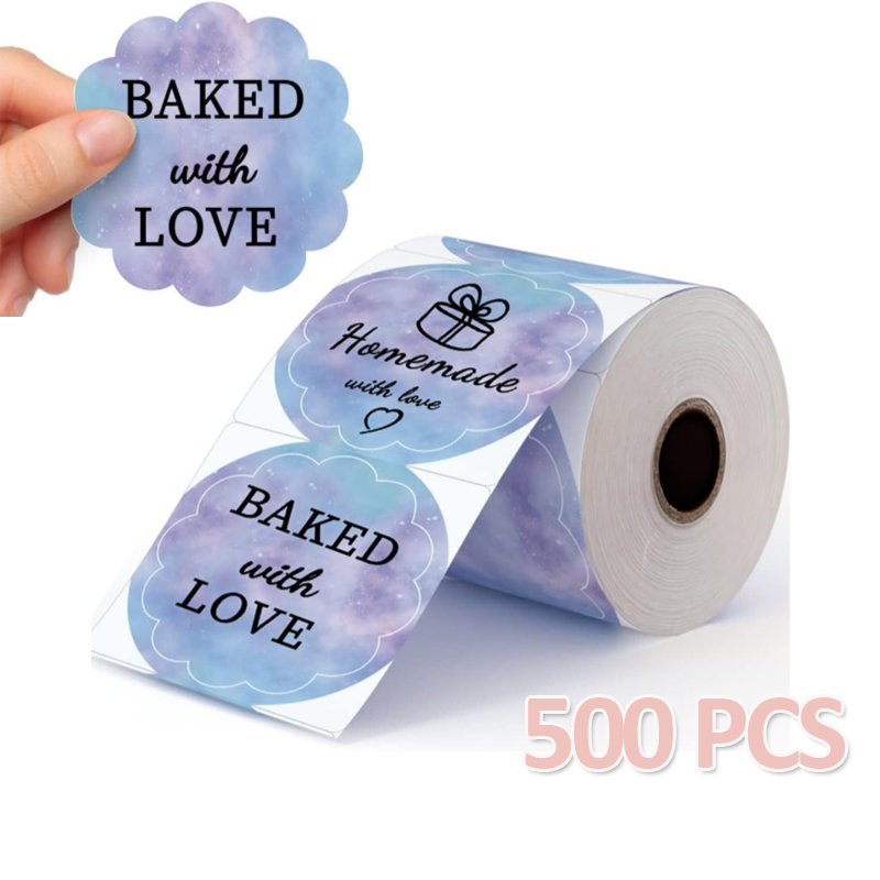 500 Stück Thermo-Etikettenpapier, runder Aufkleber, wasserfestes Etikett für , Kinderaufkleber, Logo, Dankeskarte, PM-241, PM-246S, D520S: LC