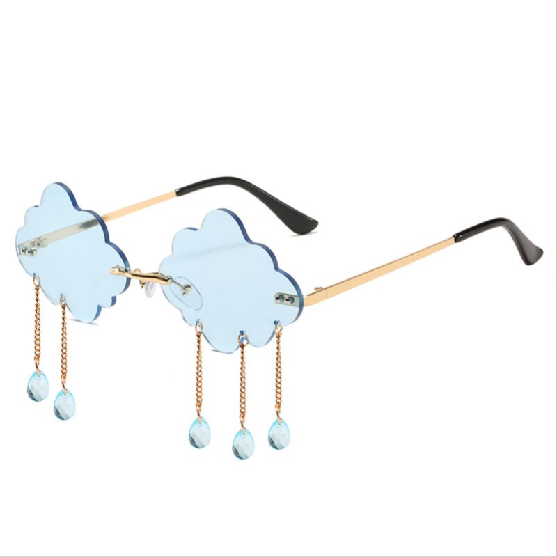 Nube de lluvia de gafas de alto perfil de tendencia de de calle, de tipo click gafas de sol sin marco de lente gafas de sol: C4 sky blue