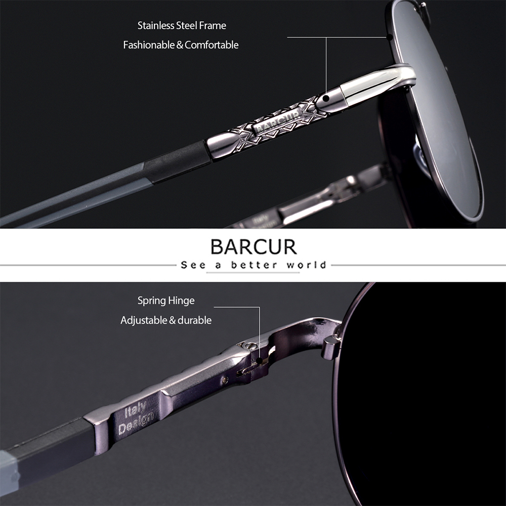 BARCUR Männer Sonnenbrille Original Polarisierte Fahrer gläser Polaroid sonnenglas Männliche Pilot Brillen
