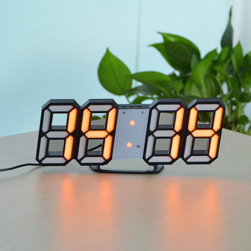 Led digitaalinen kello pöytäkello lämpötilanäyttö digitaalinen elektroninen herätys torkku herätysvalo yö induktiovalo: Musta d