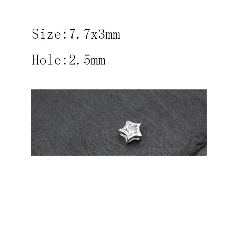 100% 925 Sterling Silver Spacer Beads With AAA Zircon Pretty Gold Color Charm Silver Beads DIY Jewelry Making Bracelets Findings: 7 silver