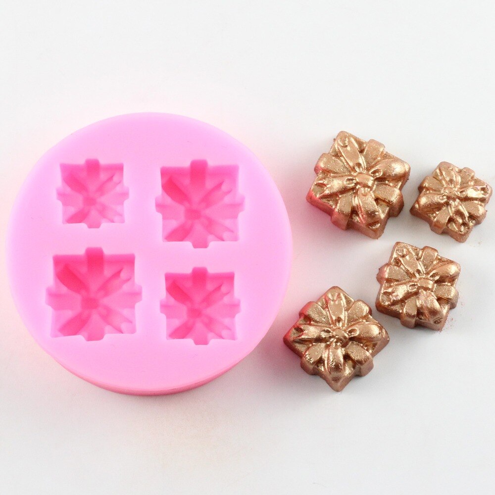 DIY Christmas Box Chocolate Fondant Molds Cake Decorating Silicone Mold Cupcake Cookie Baking Candy Clay Mould