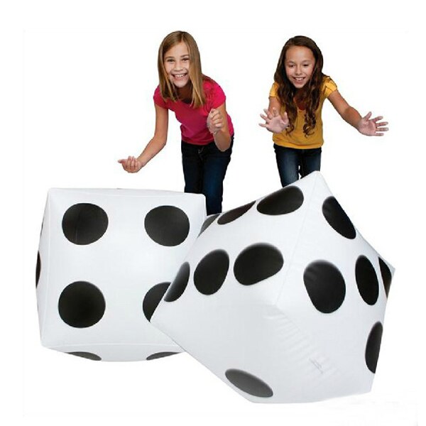 Set Van 2 Stuks Witte Grote Opblaasbare Dobbelstenen Blowup Zwembad Speelgoed Party Gunsten