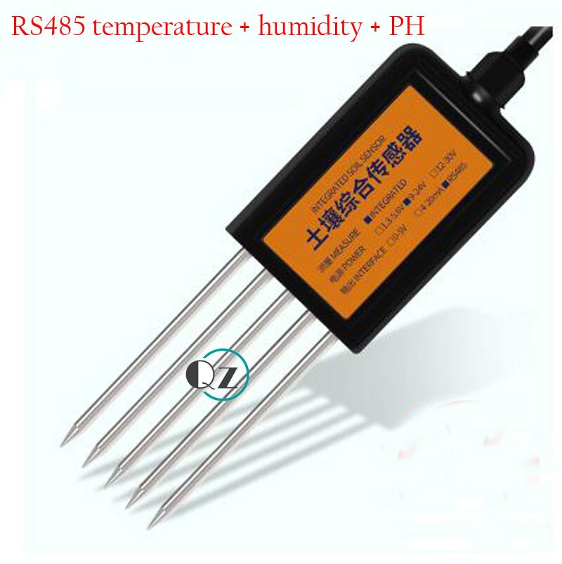 Soil temperature and humidity sensor PH conductivity nutrient soil sensor soil NPK sensor nitrogen phosphorus potassium detector: RS485 PH-H-T